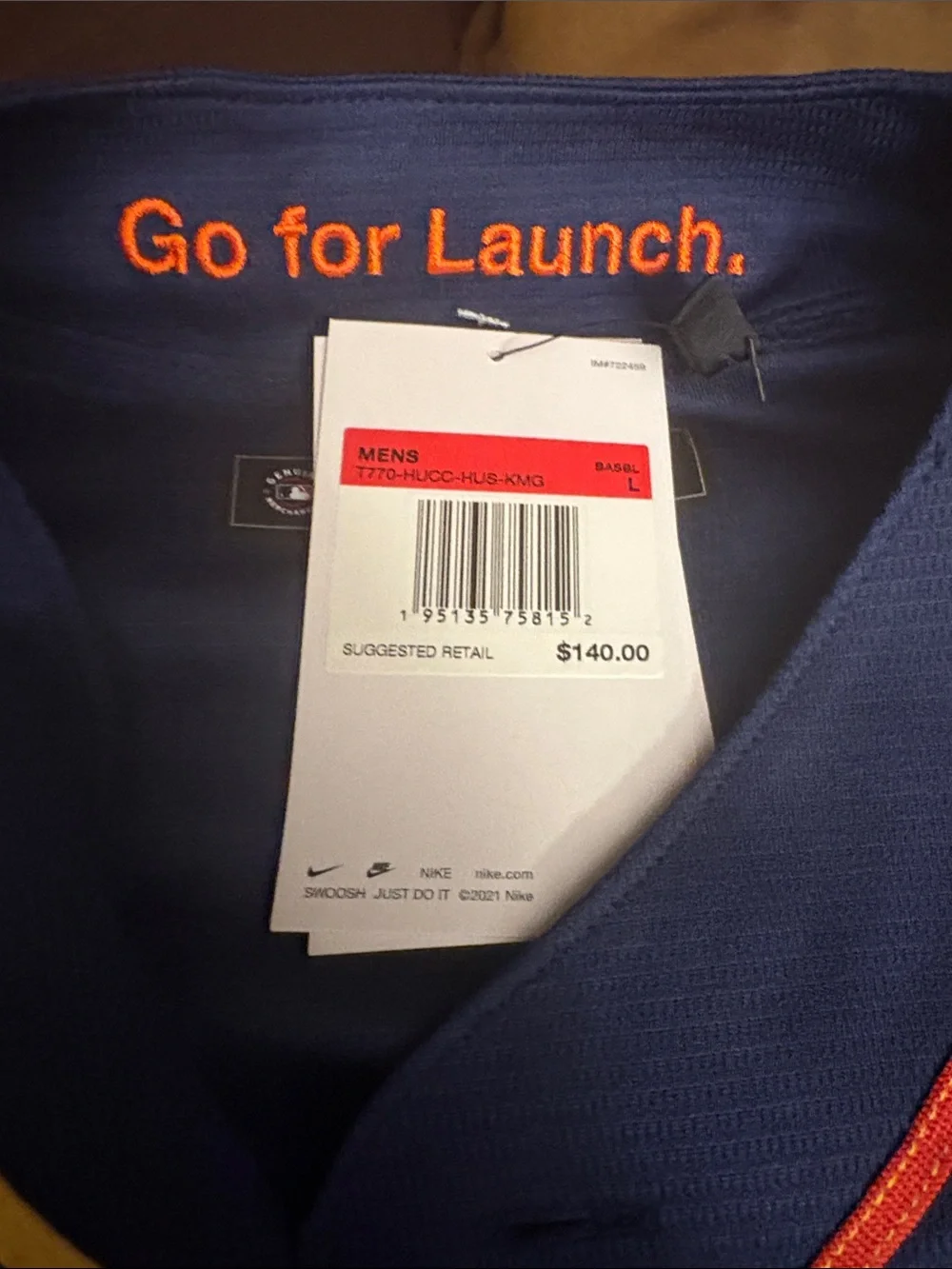 Nike Astros Navy Baseball Jersey with Orange and Yellow Accents